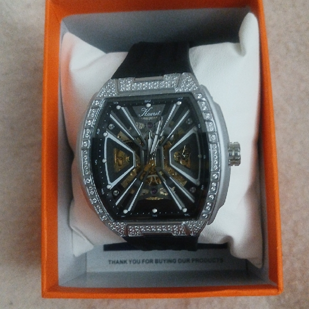 Kuerst Black Tonneau/ TOURBILLON Wristwatch